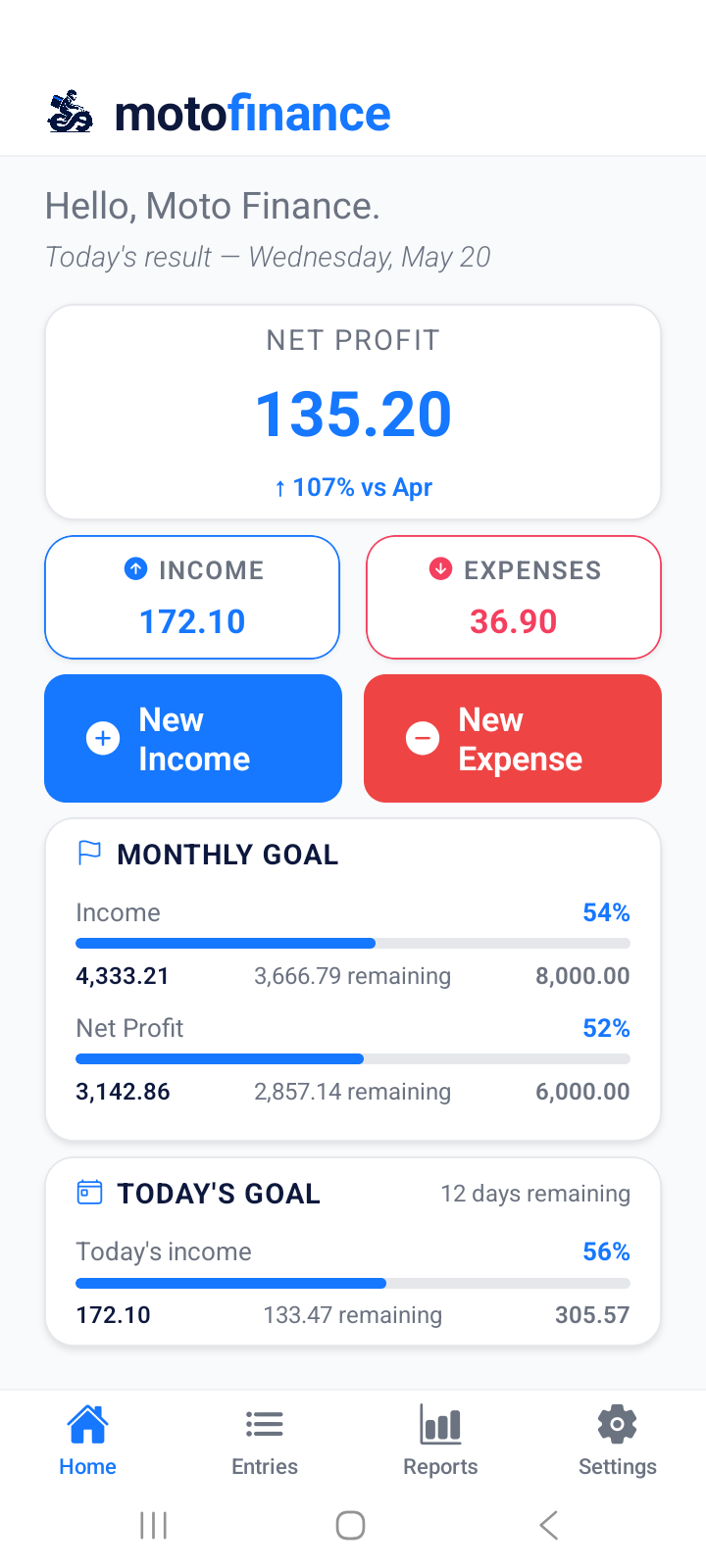 MotoFinance Dashboard